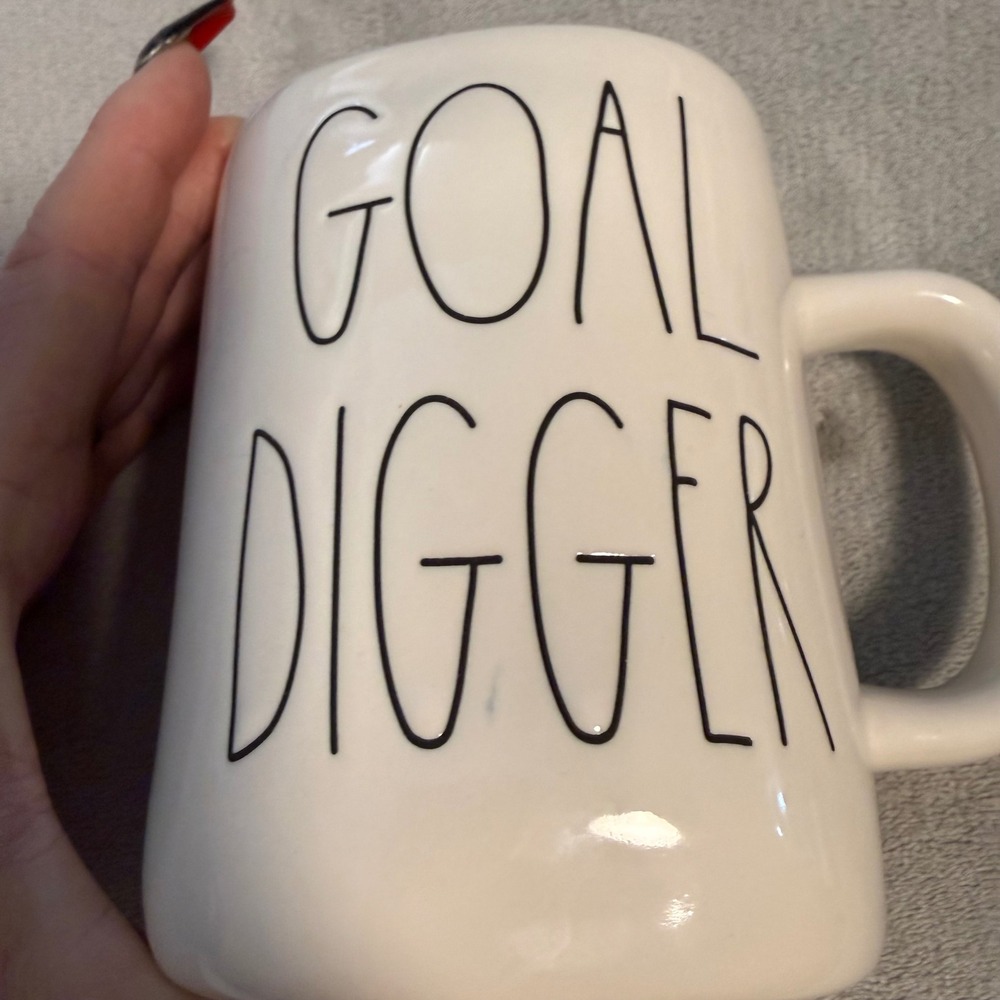 Rae Dunn GOAL DIGGER Mug Artisan Collection Magenta 6" Large Letters